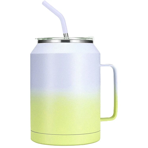 1pc 50oz Double Wall Stainless Steel Tumbler with Handle and Straw Vacuum  Insulated Mug Cup