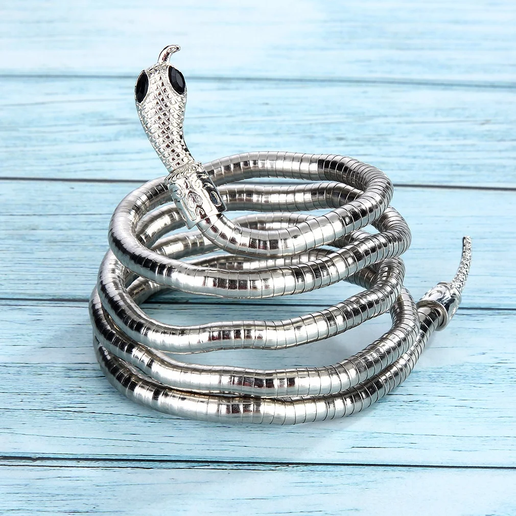 SC Hot Creative Bendable Snake Necklace Funny Animal Gold Plated Bracelet Punk Curved Snake Collar Choker Bracelet for Men Girls