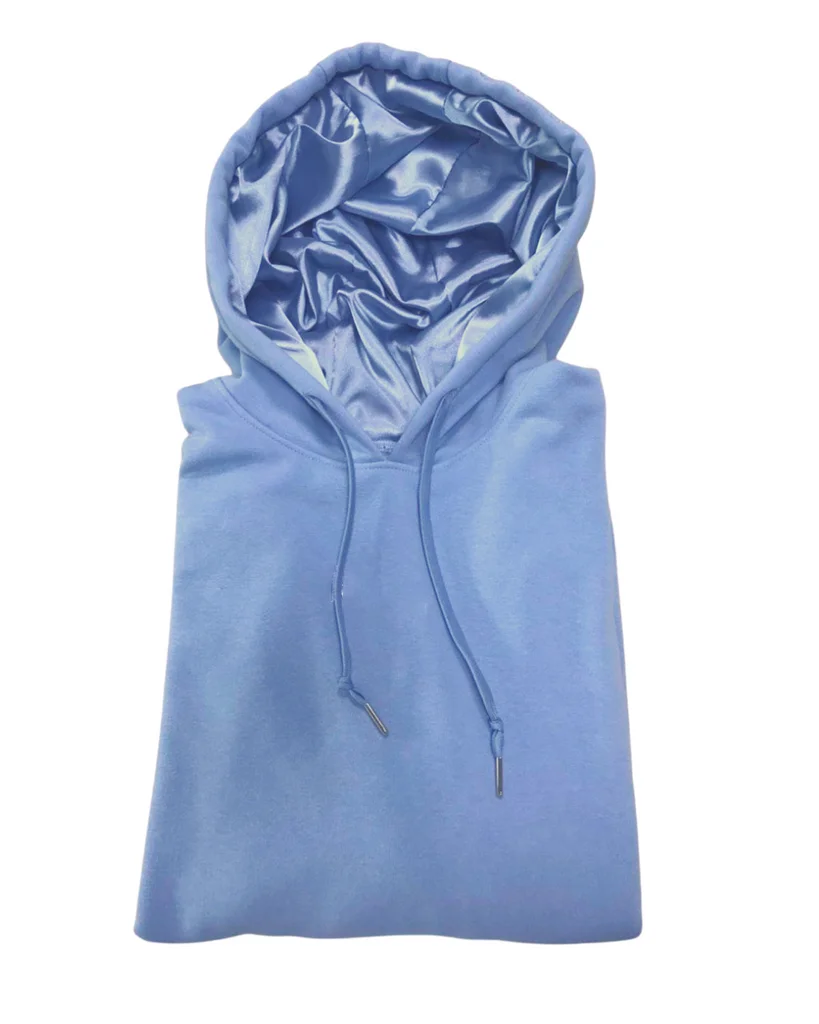 Silk Inside Hoodies Custom logo Embroidery Embossed Print Oversized Cotton Fleece Satin Lining Lined Hooded Hoodie Wholesale gallery 3