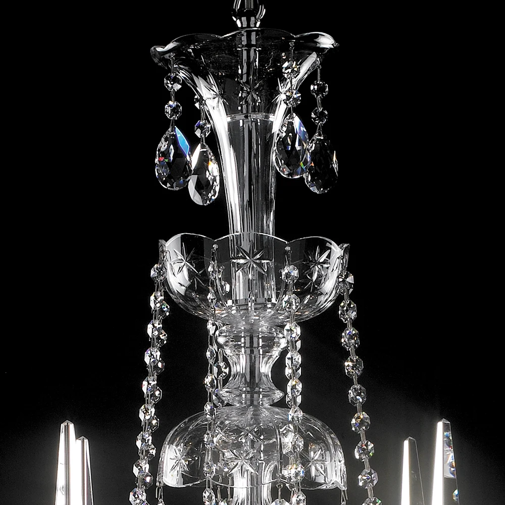 VH Contemporary Crystal Chandeliers Delicately Carved Cut with Glass Covers for Interior Villa Hotel Pendant Lights