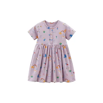 2025 European and American short-sleeved girls' skirt girls' dress summer new children's princess dress