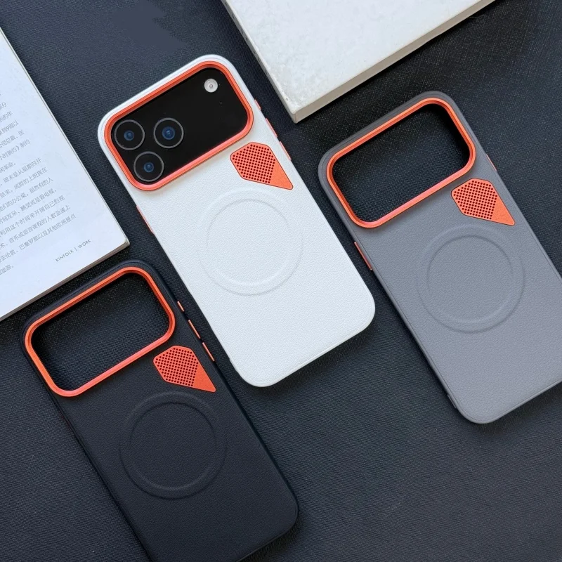 Luxury Magnetic Leather iPhone Case with Heat Dissipation