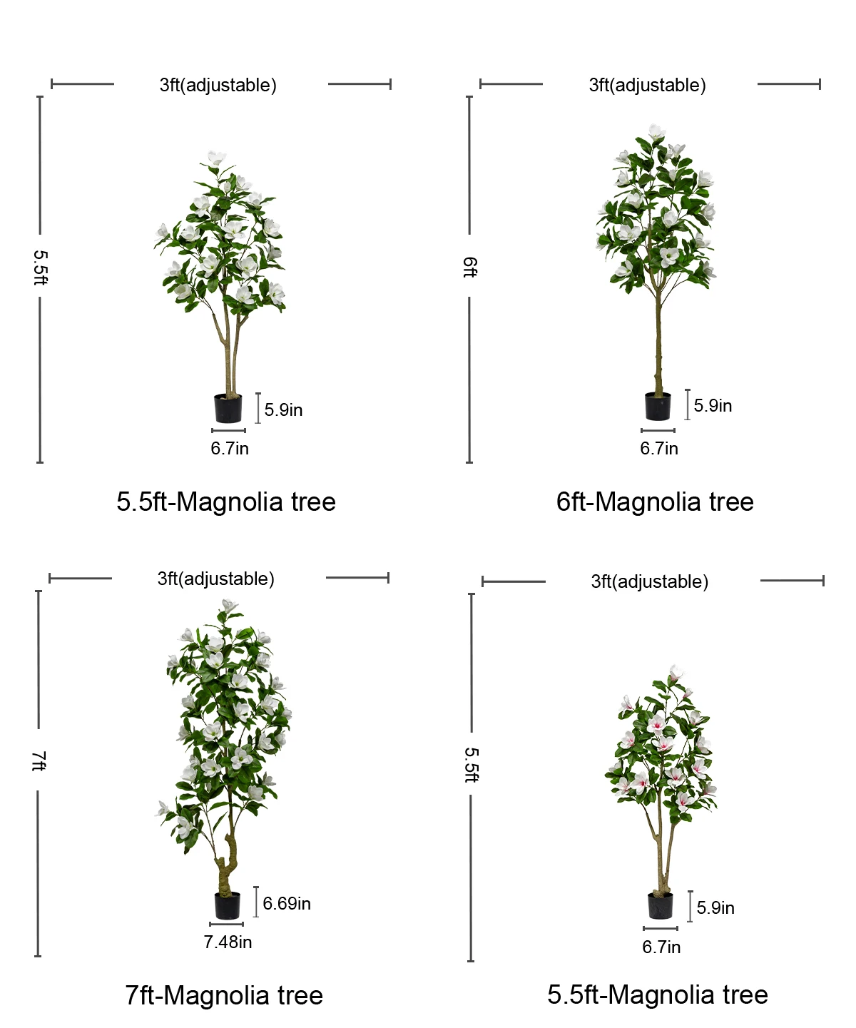 Realistic PE Artificial Magnolia Camellia Bonsai Tree Plastic Flower Indoor/Outdoor Wedding Birthday Party Landscaping details