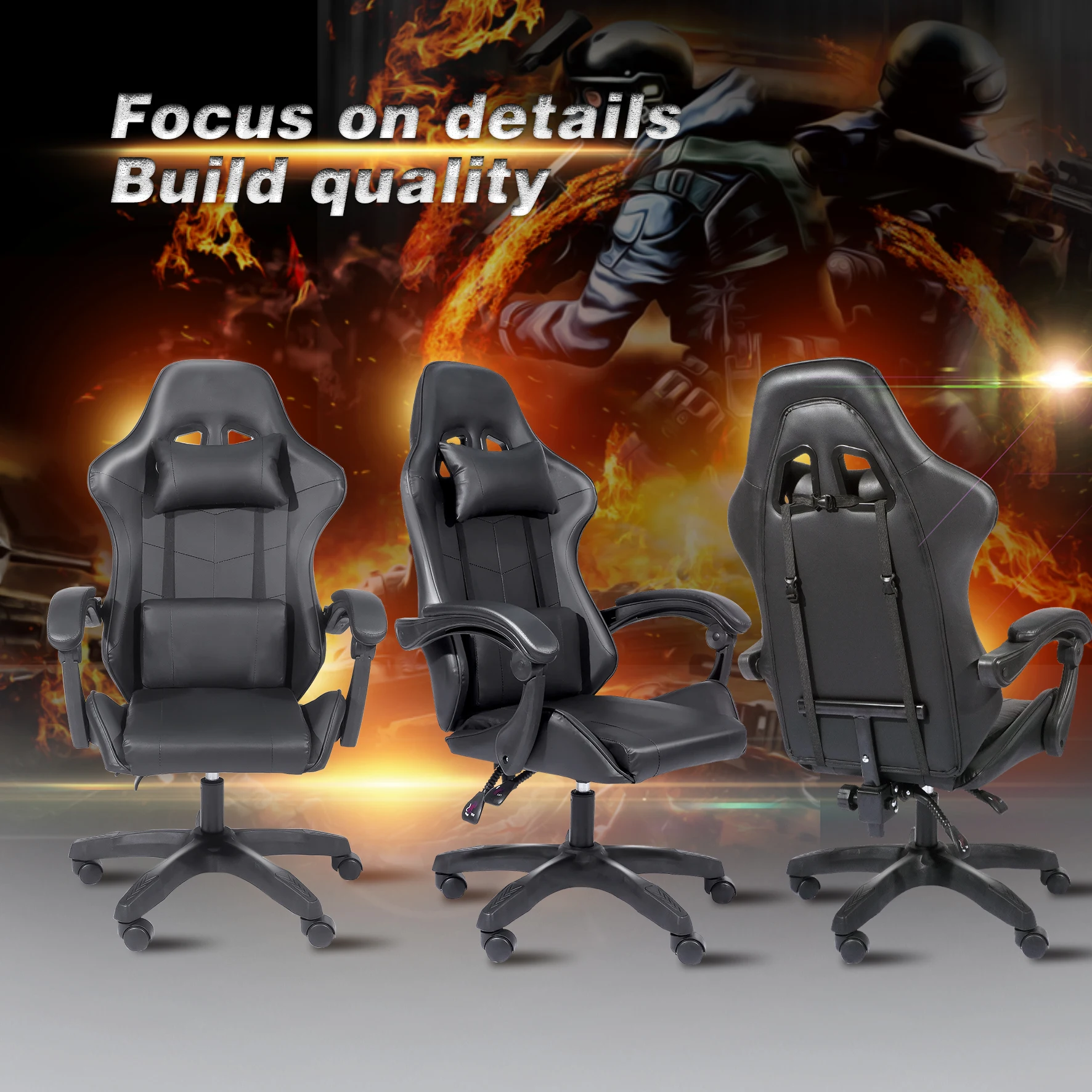 Charmount Silla Gaming Chair Chaise Gaming Chair Pu Leather Nylon