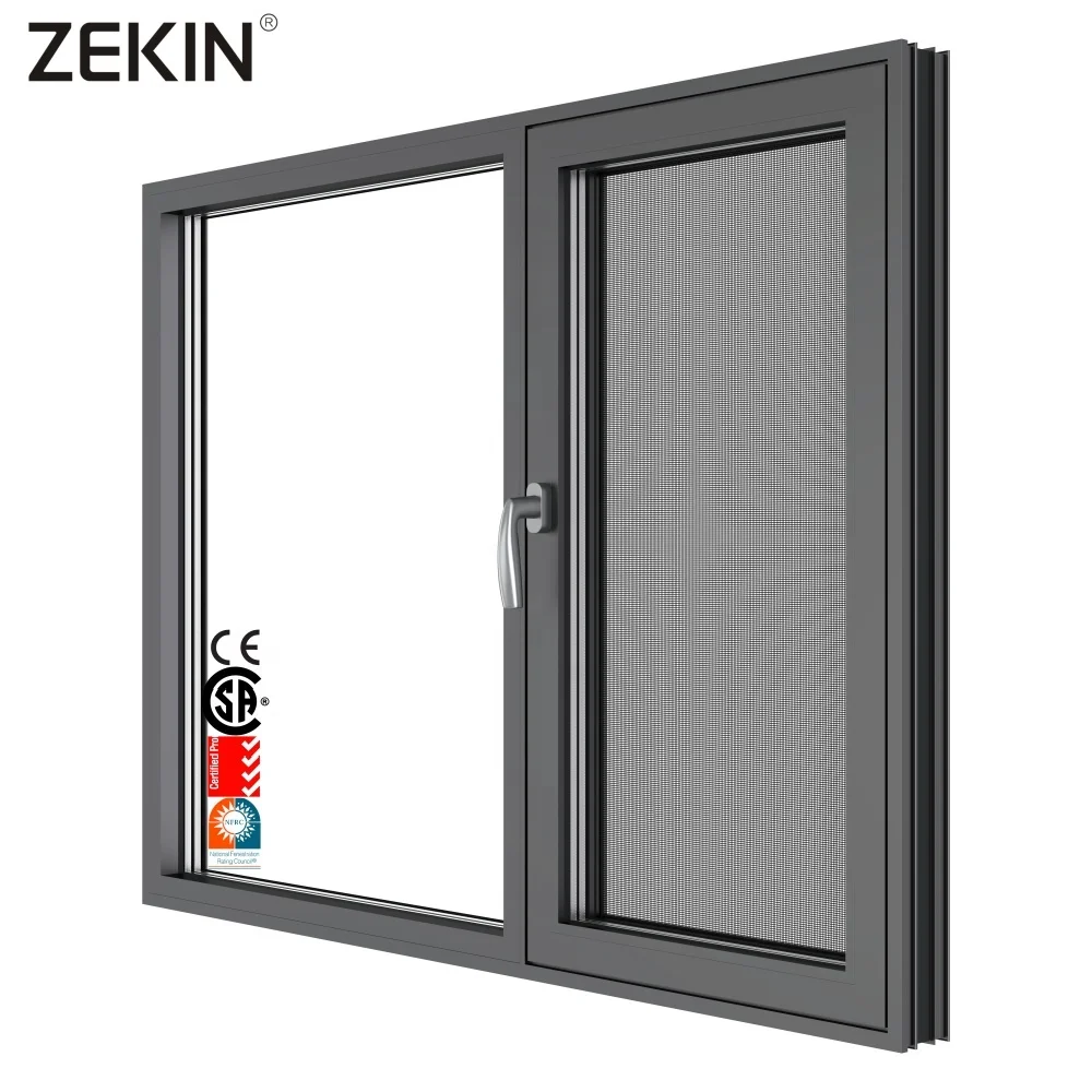 Customized Aluminum Profile Casement Window with Grills Screen NFRC AS2047 Double Tempered Glass Tilt and Turn Casement Windows