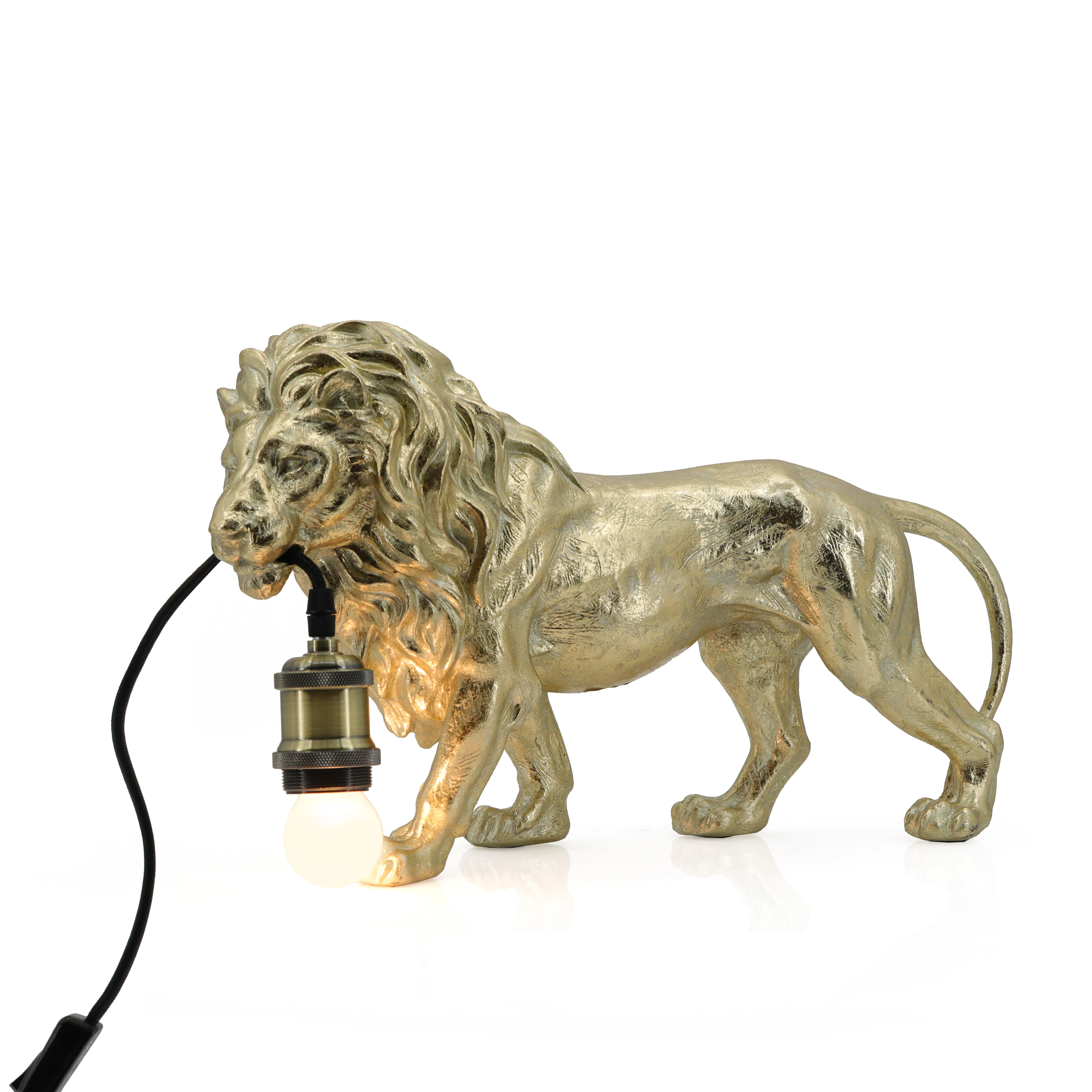 Wholesaler Lighting Antique Lamp 3D Resin Animal  Lion Statue Art For Home Decor Table Light