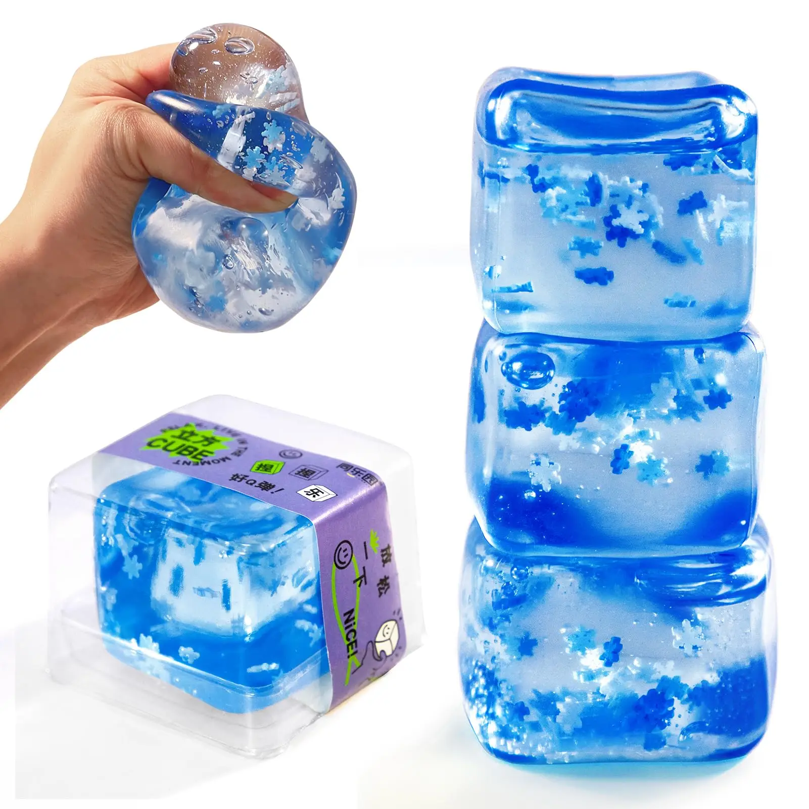 Al por mayor nuevos juguetes antiestrés bloque de hielo blando Bola de  estrés descomprimido divertido cubo de hielo azul Squishies alivio del  estrés