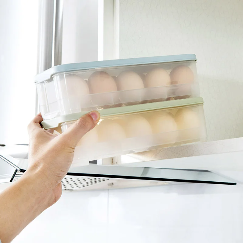 Transparent plastic 20 egg tray storage box stackable