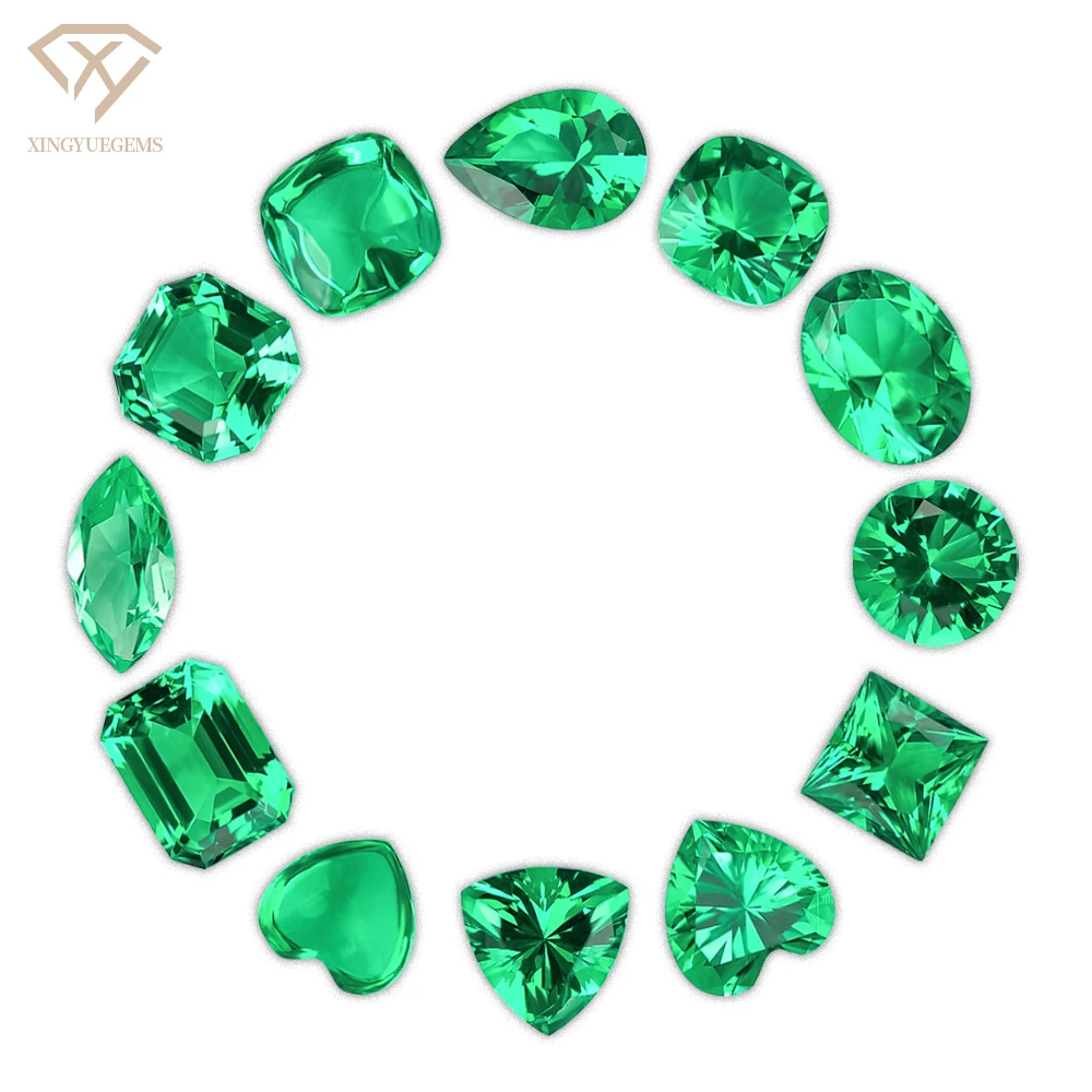 High Quality 3-14mm Real Gemstone Single Hydrothermal Columbian Lab Created Grown Green Emerald Stone for Jewelry Making