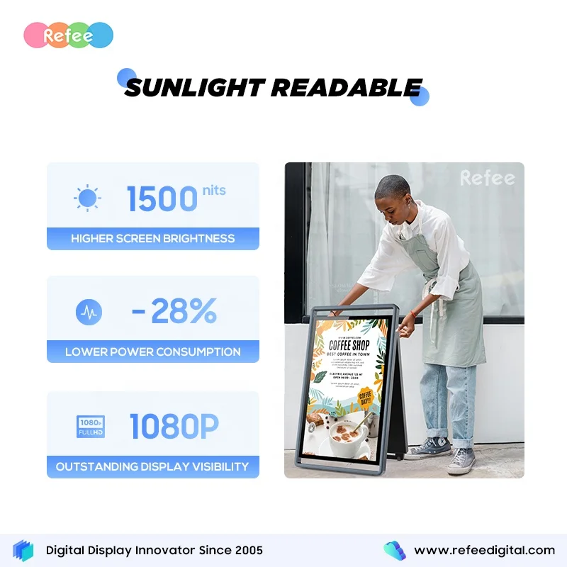 Solar Power High Brightness Screen Sunlight Readable Advertising Sign LCD Display Outdoor Waterproof Digital Poster