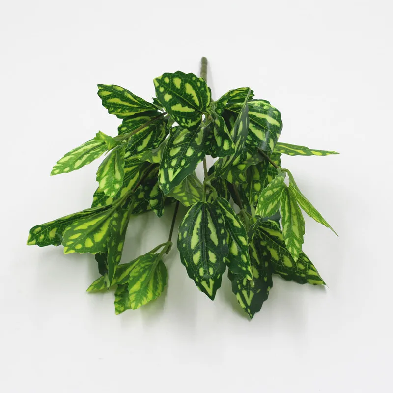 Faux Real Touch Silk Greenery Leaves 7 Forks Green Bush Artificial