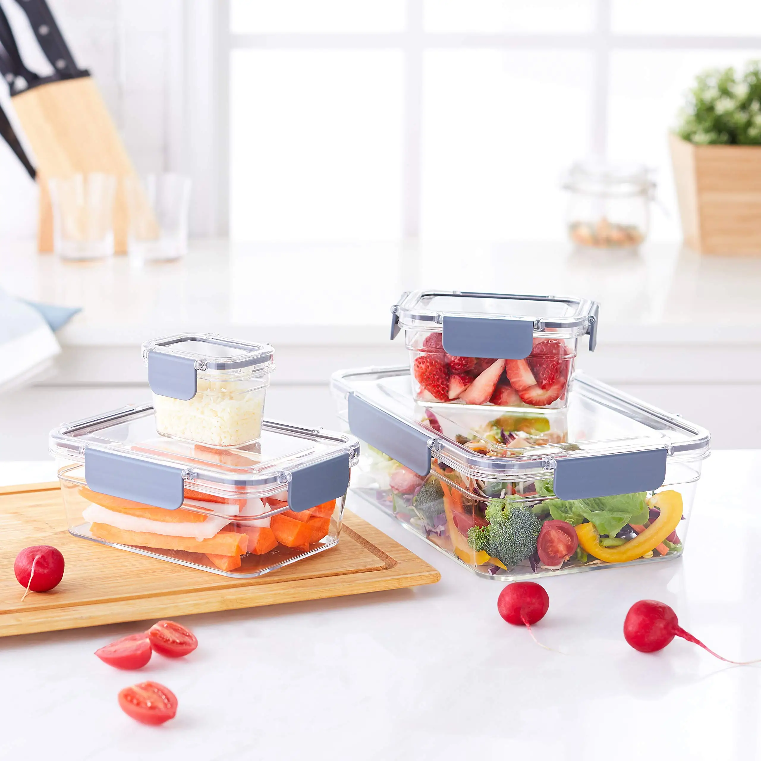 Kitchen Clear Plastic Stackable Organizer Airtight Food Storage