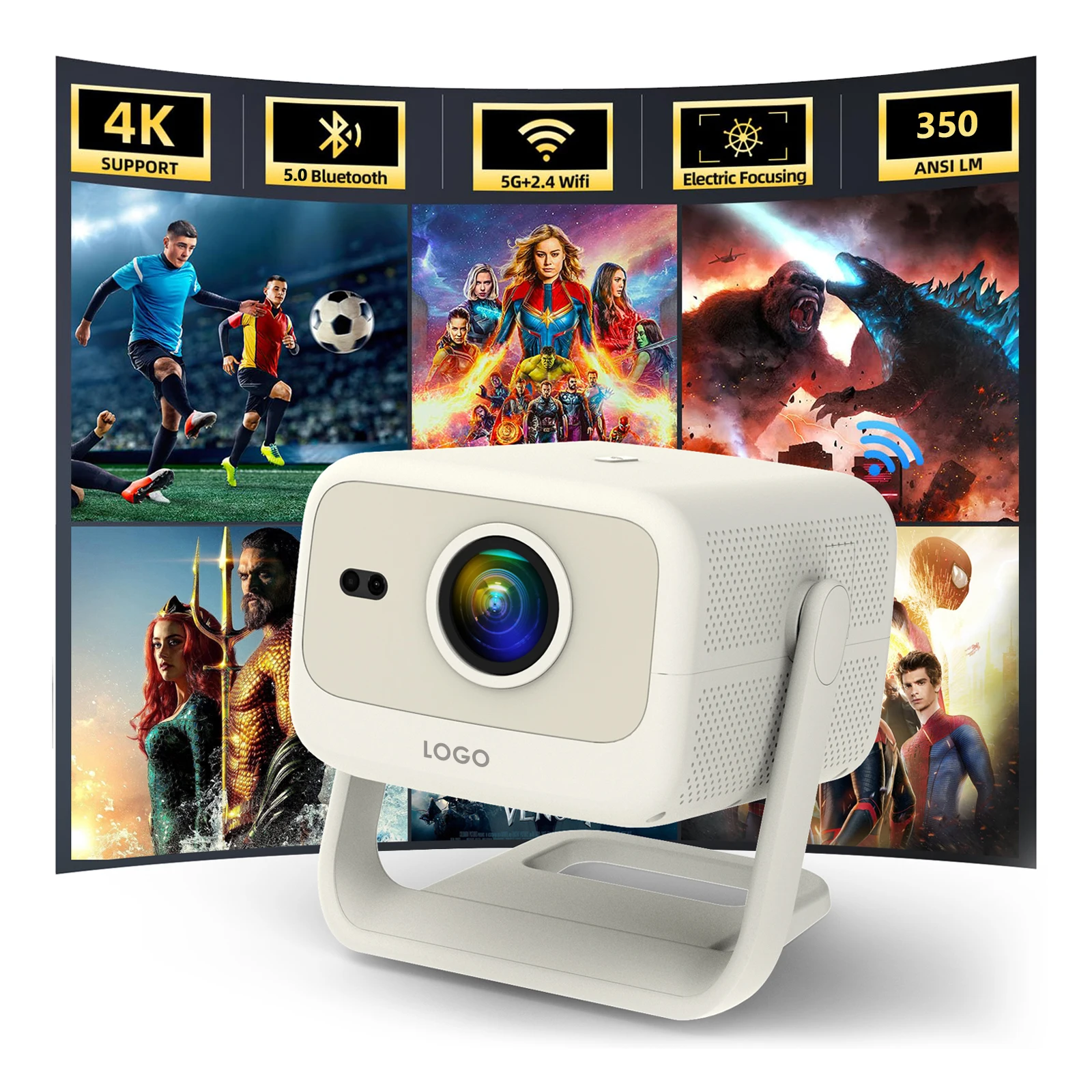 Alibaba Projector Javoda R2F Portable Mini Proyector 4K FHD with Smart BT Wi-Fi LED ...