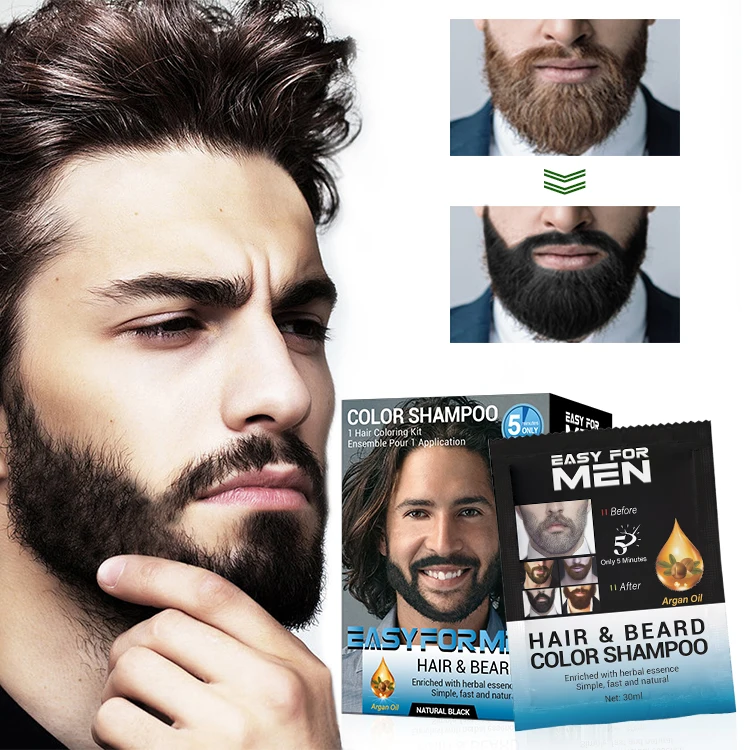 
Частная торговая марка, быстрое и легкое затемнение, краска для бороды, цветной Перманентный мужской шампунь для черных волос 