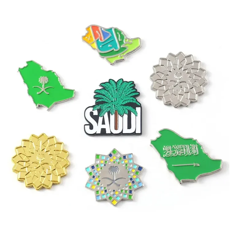 Saudi National Day Popular Trending Fast Shipping Custom Color logo Metal Magnetic Saudi Arabia Soft Enamel Lapel Pin