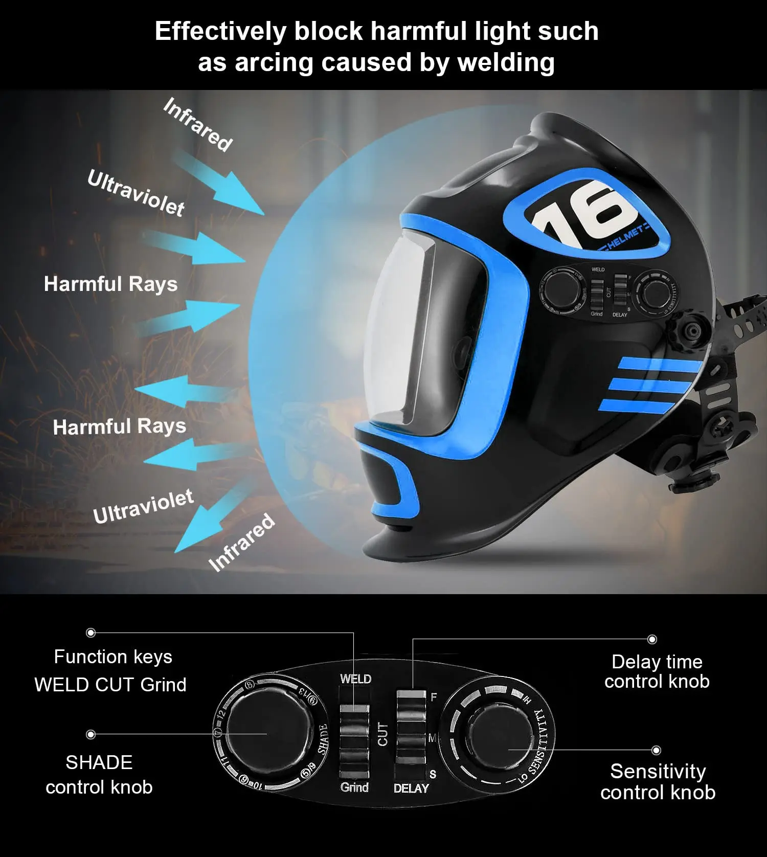 HITBOX LY800F Extra Large View Solar Welding Helmet Auto Darkening Welding Helmet Can Get Some Welding Gifts