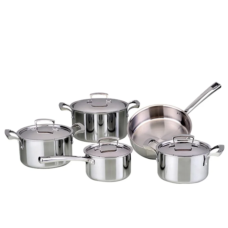 Cheap Authentic Kitchen Cookware 9pcs Stainless Steel Cooking Pot Set for Household Commercial Gifts