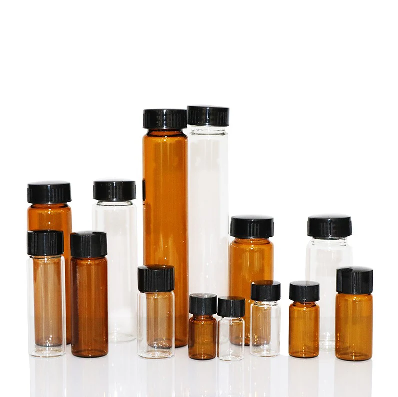 储存样品玻璃小瓶螺丝顶部试剂瓶小瓶制药棕色玻璃瓶用于药丸,片剂