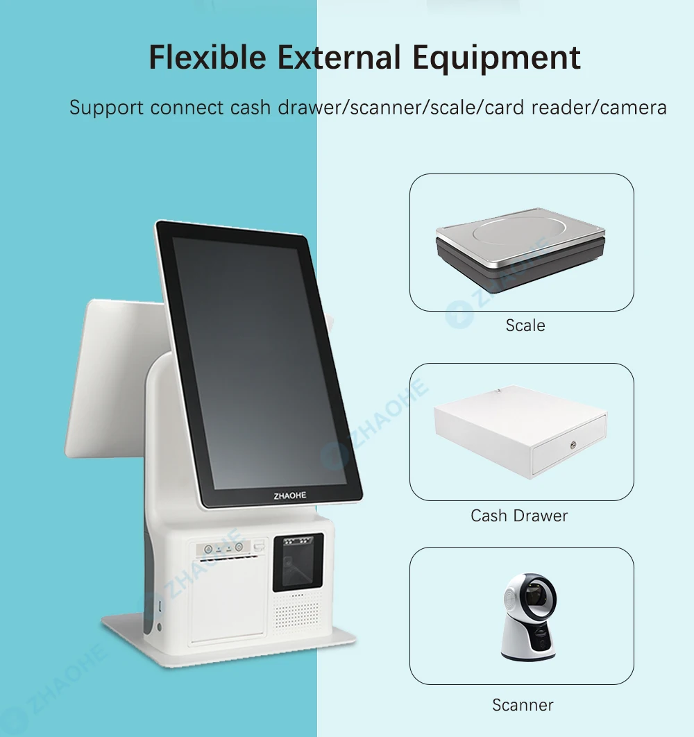 Latest Design Small Payment Kiosk Tablet 16inch Cashless Countertop Kiosk Pos Pc Self Kiosk for Restaurant Ticket