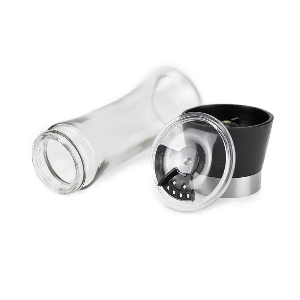 Hot Sale Wholesale 180ml Black And Clear Glass Mills Salt And Pepper
