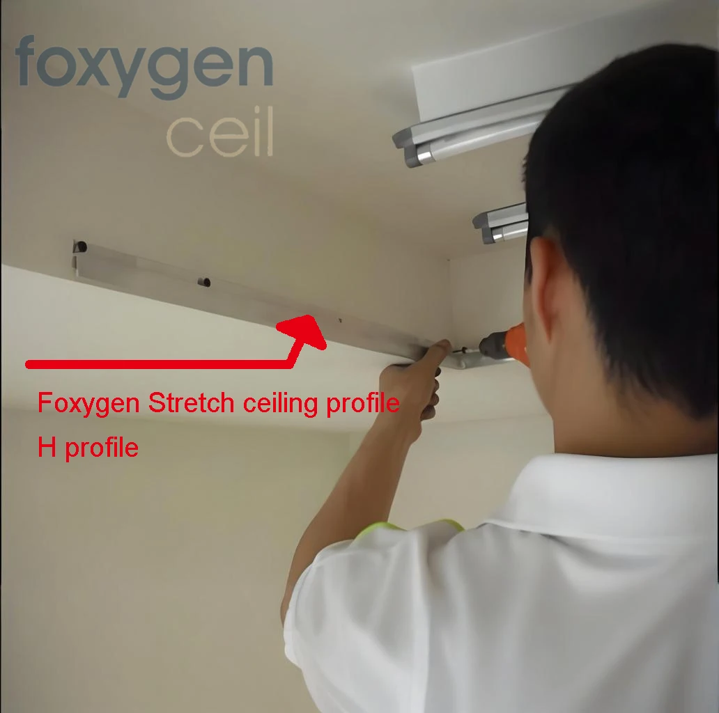 FOXYGEN 15 Years Experience Quality Warranty Custom Length H Type Aluminum Profile for Stretch Ceiling Film