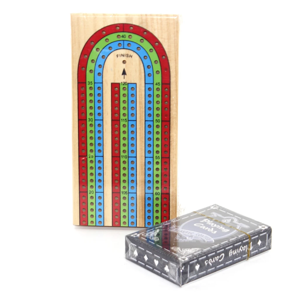 Tablero De Cribbage Portátil De Madera Maciza – Juego Familiar Con Clavijas Multicolores Y Manual, Ideal Para Viajes