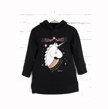 Summer Ins New Unicorn Printed Mommy And Me Skirt Long Sleeve Hooded Parent-Child Dress Mother And Daughter Matching Outfits
