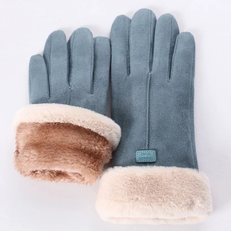 New Fashion Women Gloves Autumn Winter Cute Furry Warm Mitts Full Finger Mittens Women Outdoor Sport Female Gloves Screen