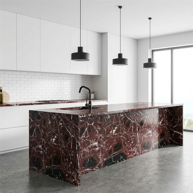 Nowoczesny Marmur Rosso Levanto, Blat do Kuchni i Ladę, Eko Przyjazny, Ognio- i Wodoodporny, do Hotelu, Jadalni, Salonu