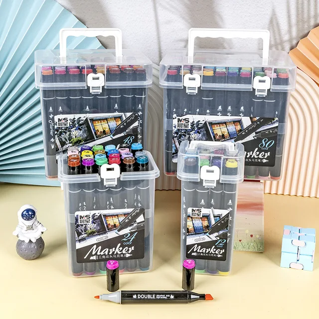 GF Large Capacity Black Rod Oily Double-Headed Marker Pen 80 Color Set for Kids' Graffiti Student Painting Hand-Painted 80 Color