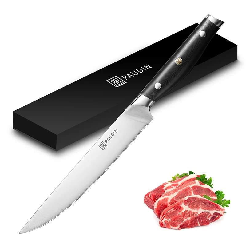 Paudin G5 8 Inch Ultra Sharp Modern 5Cr15Mov Stainless Steel Kitchen Knife With Ergonomically Designed ABS Handle Carving Knife
