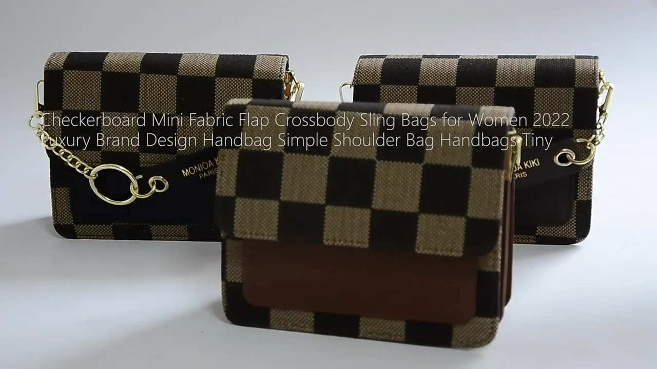 Checkerboard Mini Fabric Flap Crossbody Sling Bags for Women