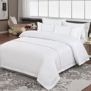 Wholesale Luxury Hotel Collection Bedding Set 60S 100% Cotton Sateen Duvet Cover Bedsheet Pillowcase Set with Piping