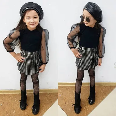 Children's Spring And Autumn Girls Suits Summer Black Long-sleeved Mesh  Sunscreen Tops Plaid Skirt Suits Vendors Clothing - Buy Kids Clothing Baby  Clothes,Clothing Suppliers,Custom Clothing Product on 
