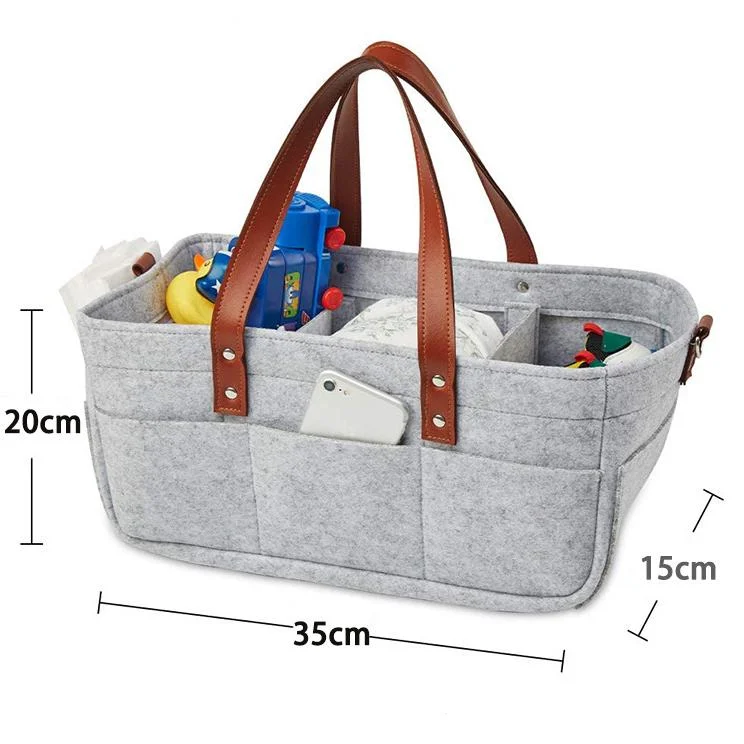 Изготовленный На Заказ войлочный детский подгузник Caddy органайзер для детской коляски сумка хранения корзина с кожаным ремешком через плечо и