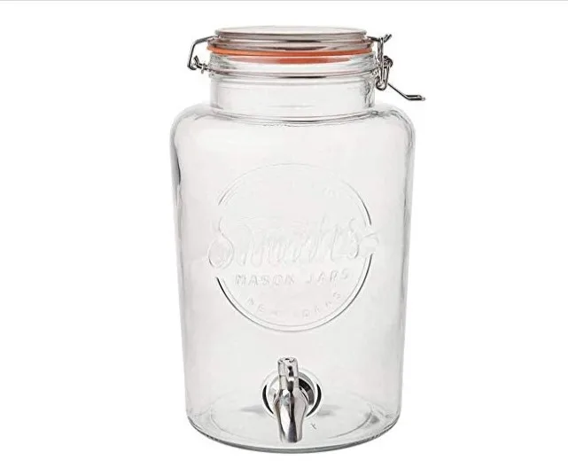 2 Gallon Glass Beverage Dispenser With Spigot And Metal Lid,4pcs Mason ...