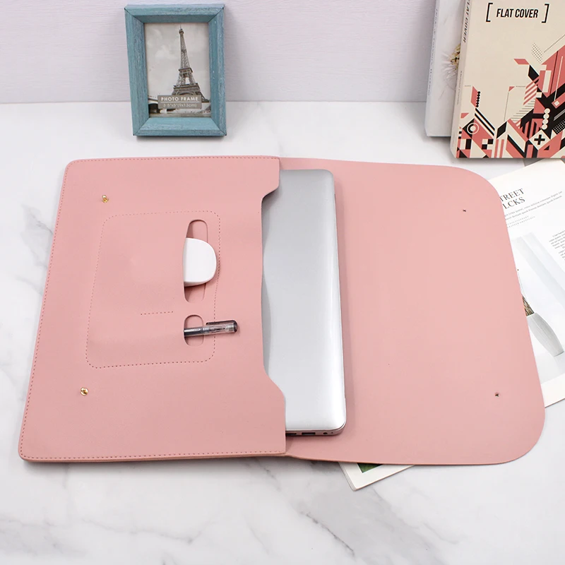 Multifunctional Fashion Notebook Protector Foldable Laptop  Bag Pu Leather Laptop Sleeve Bag