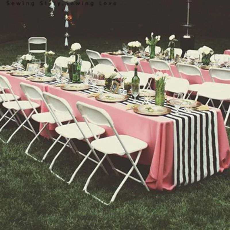 Современная простая черно-белая полосатая длинная настольная дорожка с атласным