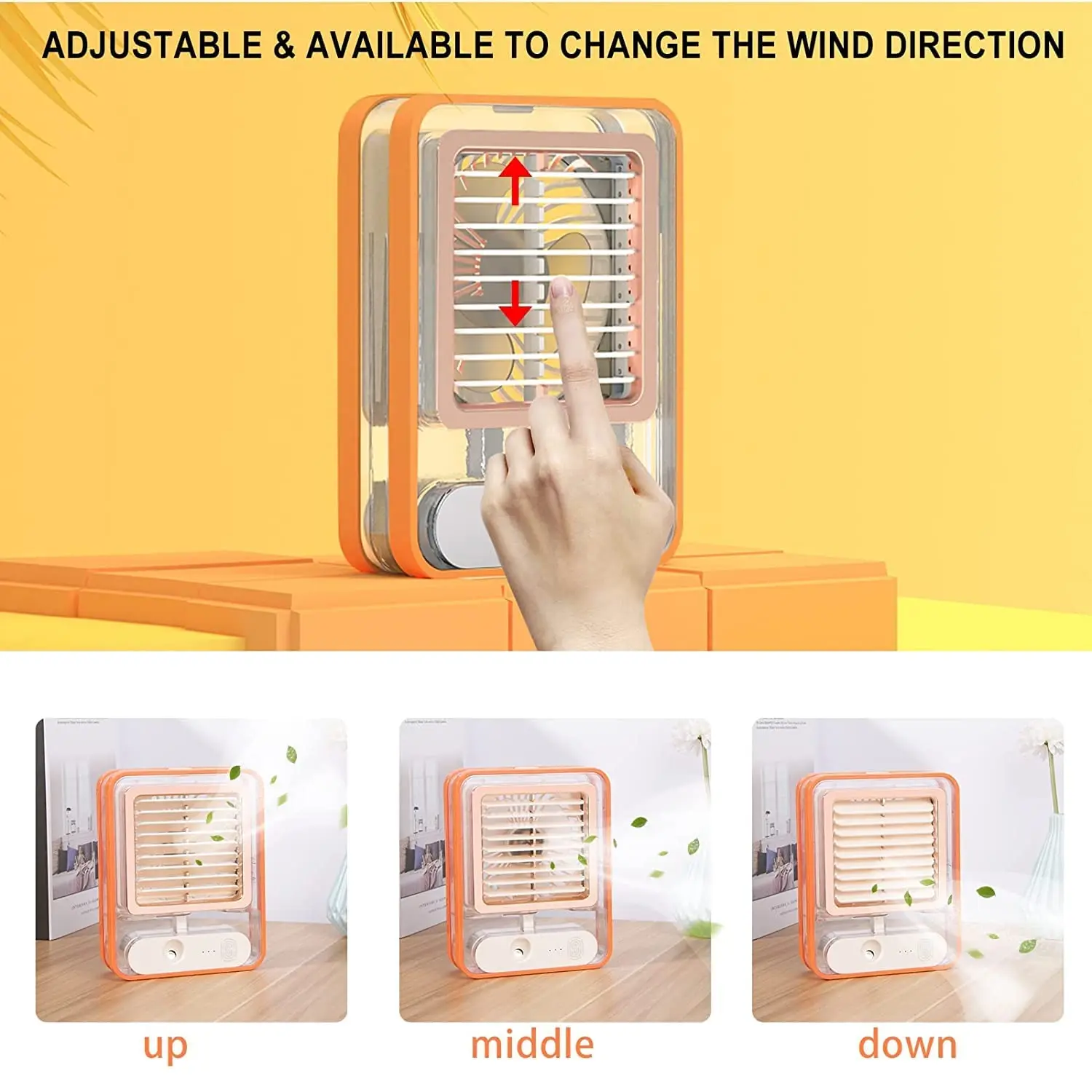 Mini Portable USB Charging Touch Control Electric Evaporative Air Conditioner Cooler Fan With Ice Cool Water Mist Light for Home