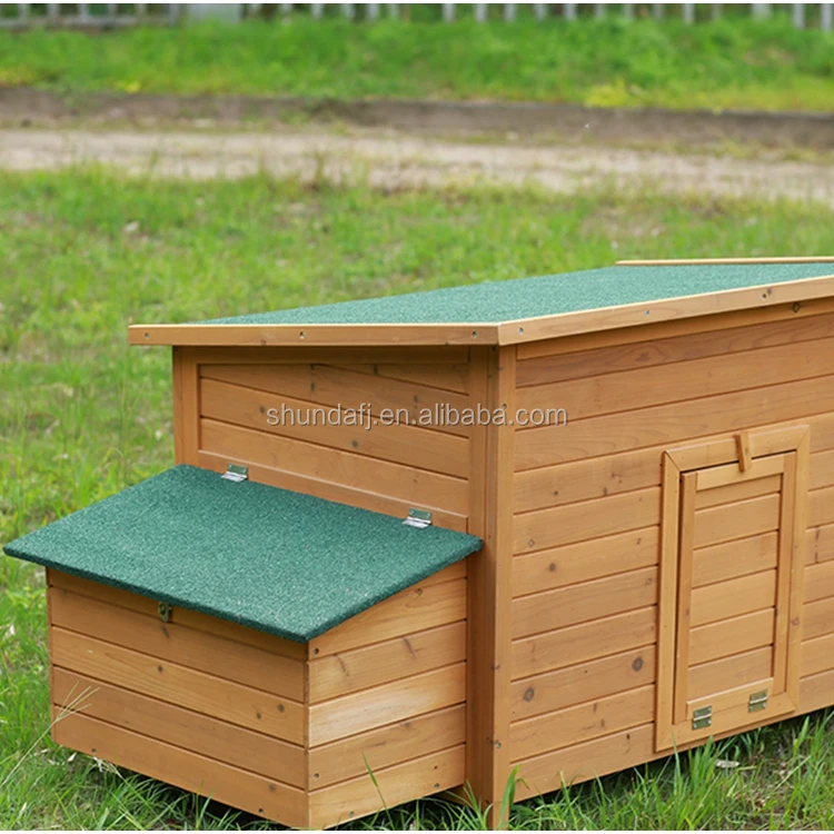 SDC007 SHUNDA Eco-Friendly Wooden Chicken Coop & Poultry House with Nesting Boxes Divider Horizontal Sliding Closure 147x80x80CM
