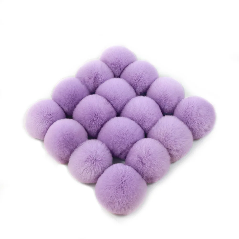 2021 Amazon Hot selling 6cm real rabbit hair ball with elastic band for diy pendant ornament gift real fur pompon for  pets toys