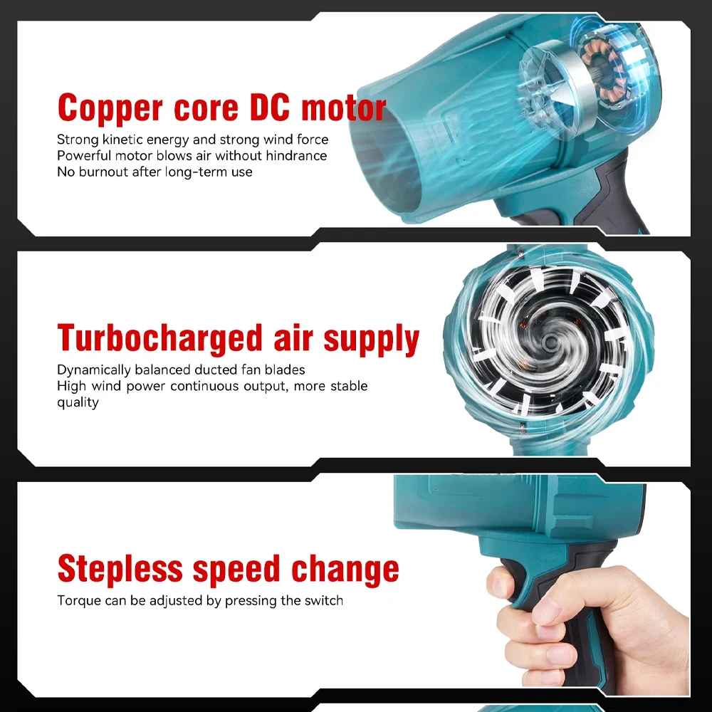 High Speed Powerful Lightweight DIY Air Duster Lithium Battery Electric Handheld Garden Cordless Snow Leaf Blower - view 6