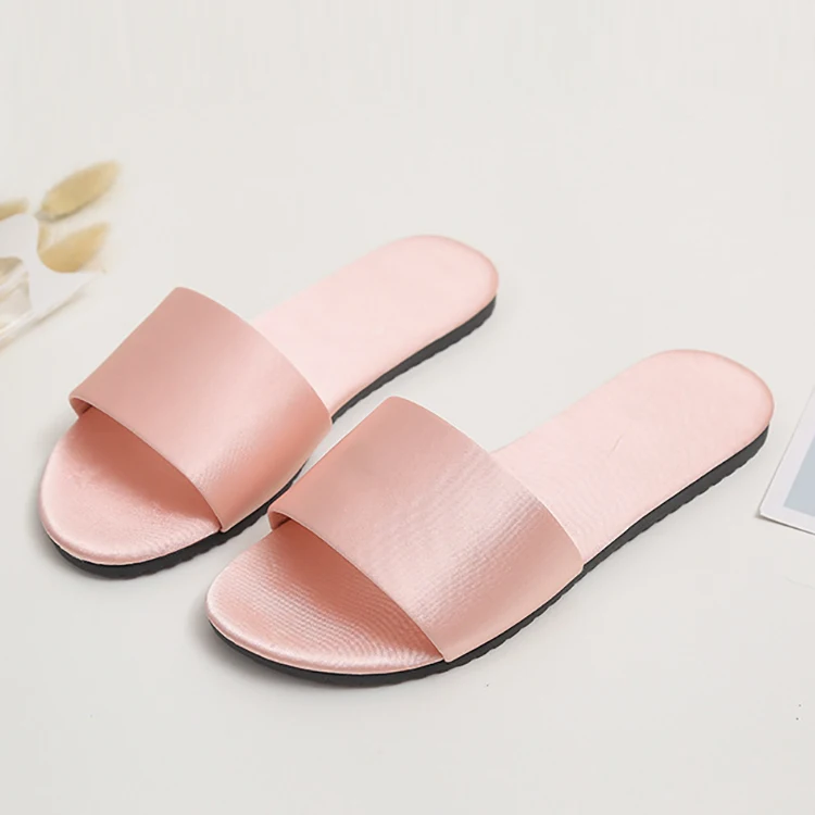 Custom Cute Open Toe Sandals Home Indoor Bride Wedding Favor Satin Slides Royal Blue Satin Bedroom Slippers for Women