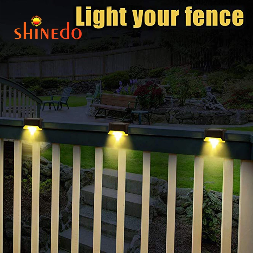 Solar Deck Lights LED Solar Step Lamp Outdoor Waterproof Solar Fence Light for Patio Stairs Garden Pathway Step Yard