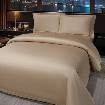 Solid Color Duvet Cover 100% Pure Cotton Five-star Hotel Four Piece Set All Cotton Hotel Guesthouse Linen Bedding