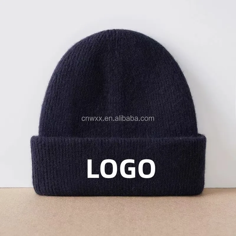 High Quality 100% Cashmere Knitted Hat for Women and Men Casual Beanie Hat Thicken Cap Winter Soft Warm Cashmere Caps Unisex