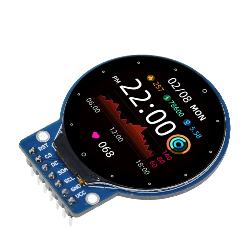 GC9A01 1,28 Zoll Runder IPS-LCD – 240x240 Pixel, SPI-Schnittstelle, 4-Draht, Für Arduino Wearables & IoT – 2er-Pack Farbdisplay