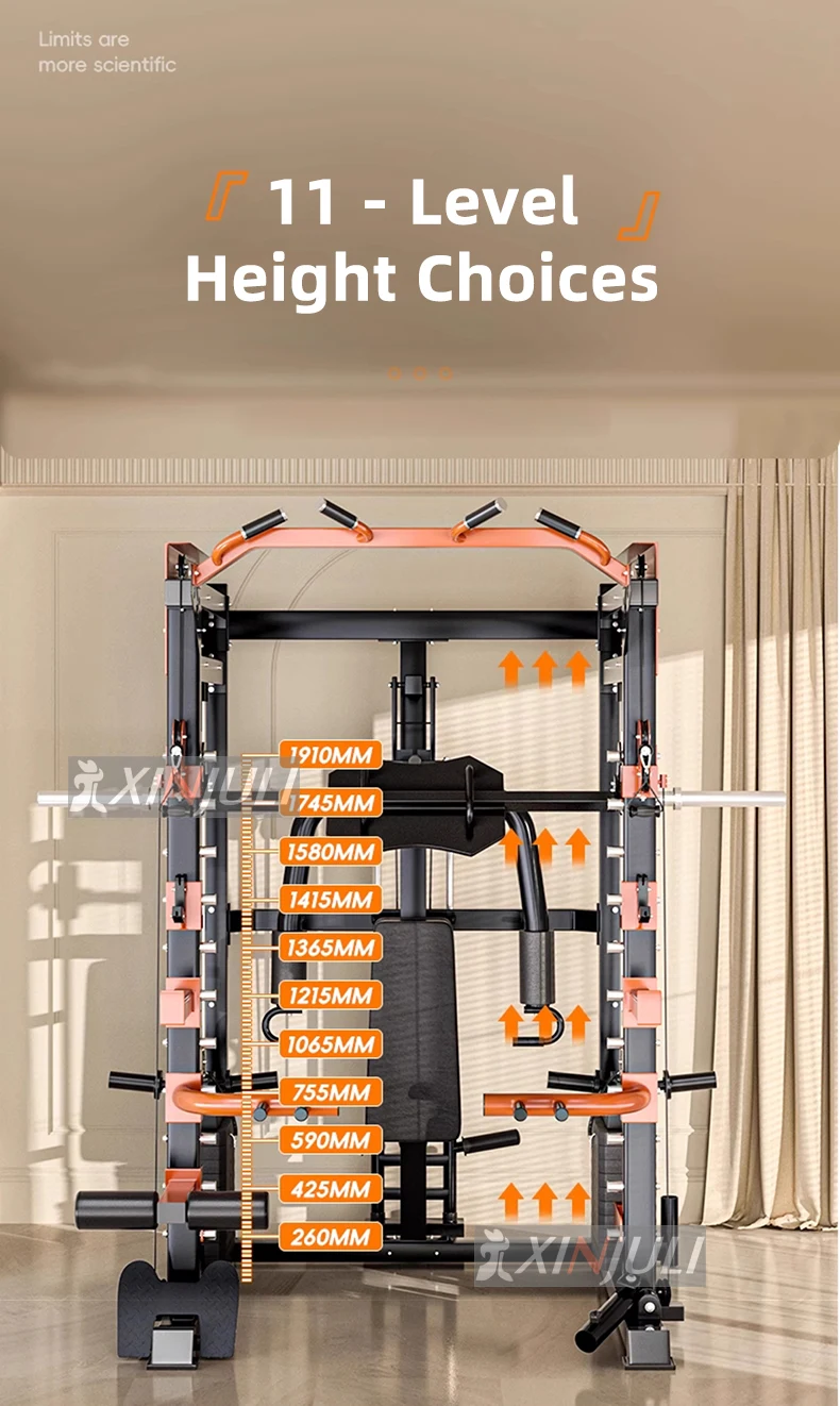 XINJULI Multi Smith Machine with Squat Rack, LAT-Pull Down & Cable