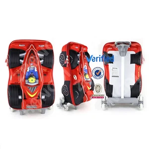 Wholesale Good Quality 16 Inch 3D Cartoon Car Shape Durable Deck EVA Luggage Wheeled Trolley Bag for Kids