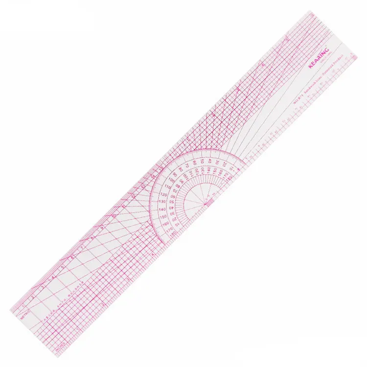 Kearing Flexible Multi Purpose Pattern Grading Ruler 30cm & 12inch With Sandwich Printed Protractor in the Center#B75